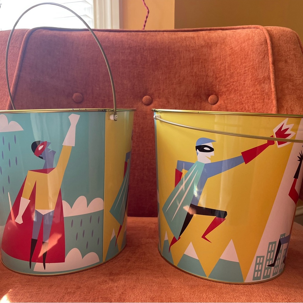 Superhero Illustration Metal Easter Pails